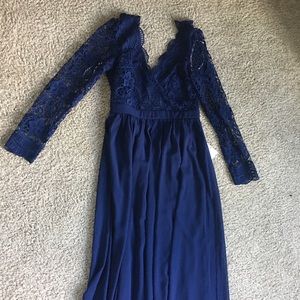 Long navy blue bridesmaid/ formal dress